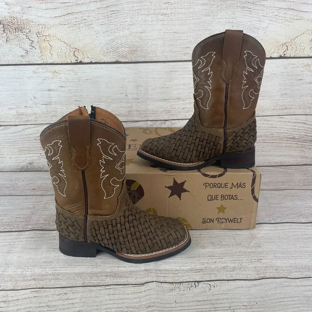 Reywelt Pelleta Crazy Tang Boys/Girls US 11 Western Boots Brown Leather